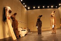 Kuidas seletada pilte surnud jänesele, stseen NO99 lavastusest. Foto: Ene-Liis Semper